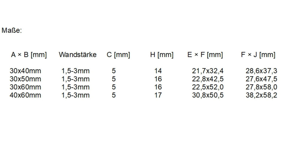 Lamellenstopfen Endkappe Abdeckkappe rechteckig Rohrstopfen Kappe Deckel Rohr
