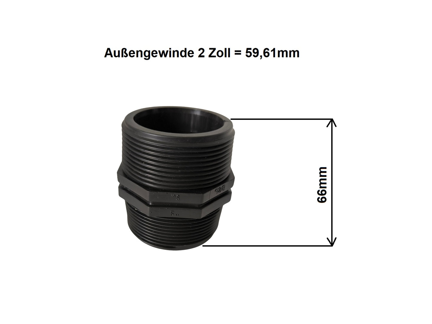PP Gewindefitting Schwarz PN10 Fitting Nippel AG 1/2 Zoll 3/4 Zoll 1 Zoll 2 Zoll
