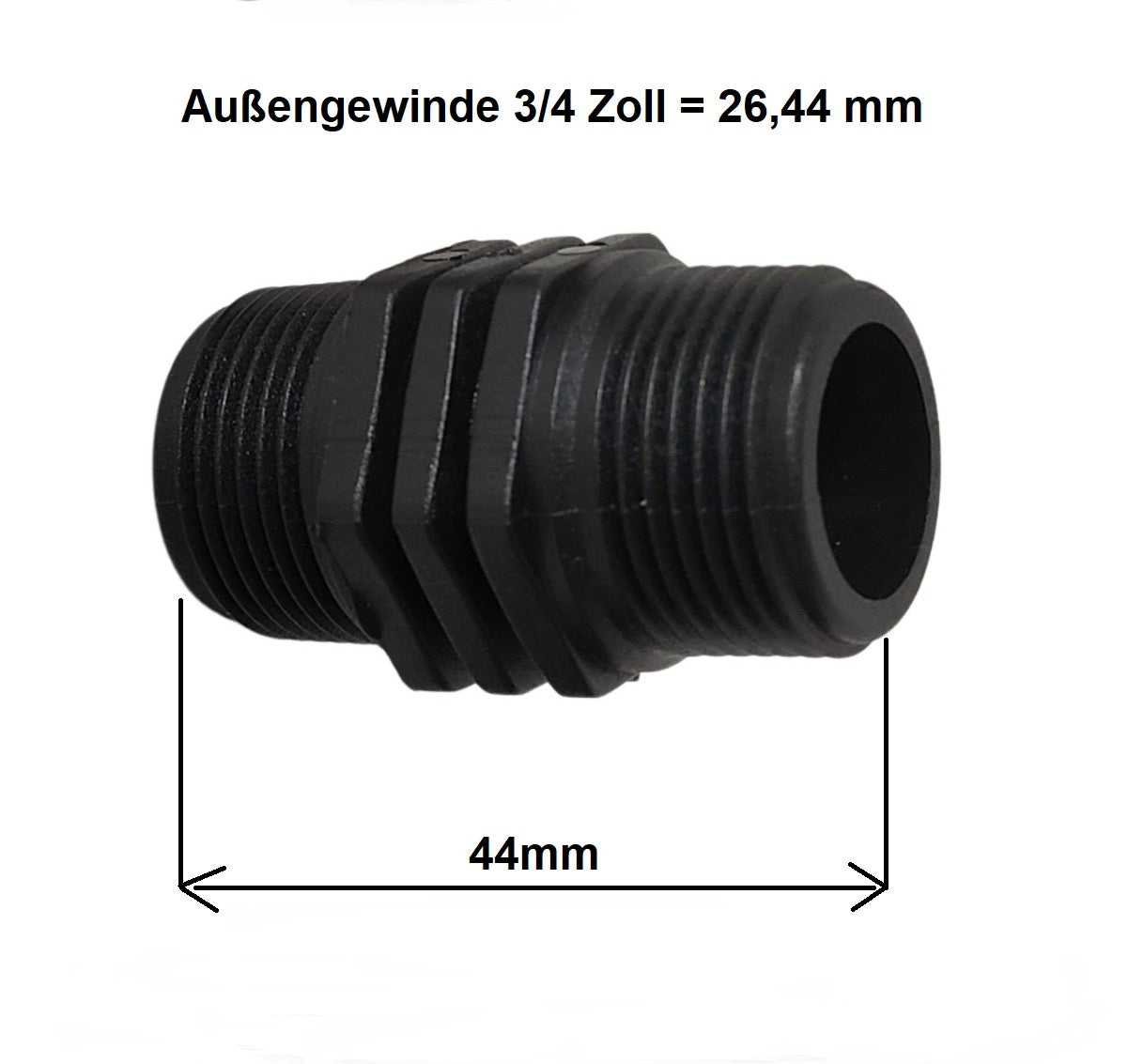 PP Gewindefitting Schwarz PN10 Fitting Nippel AG 1/2 Zoll 3/4 Zoll 1 Zoll 2 Zoll