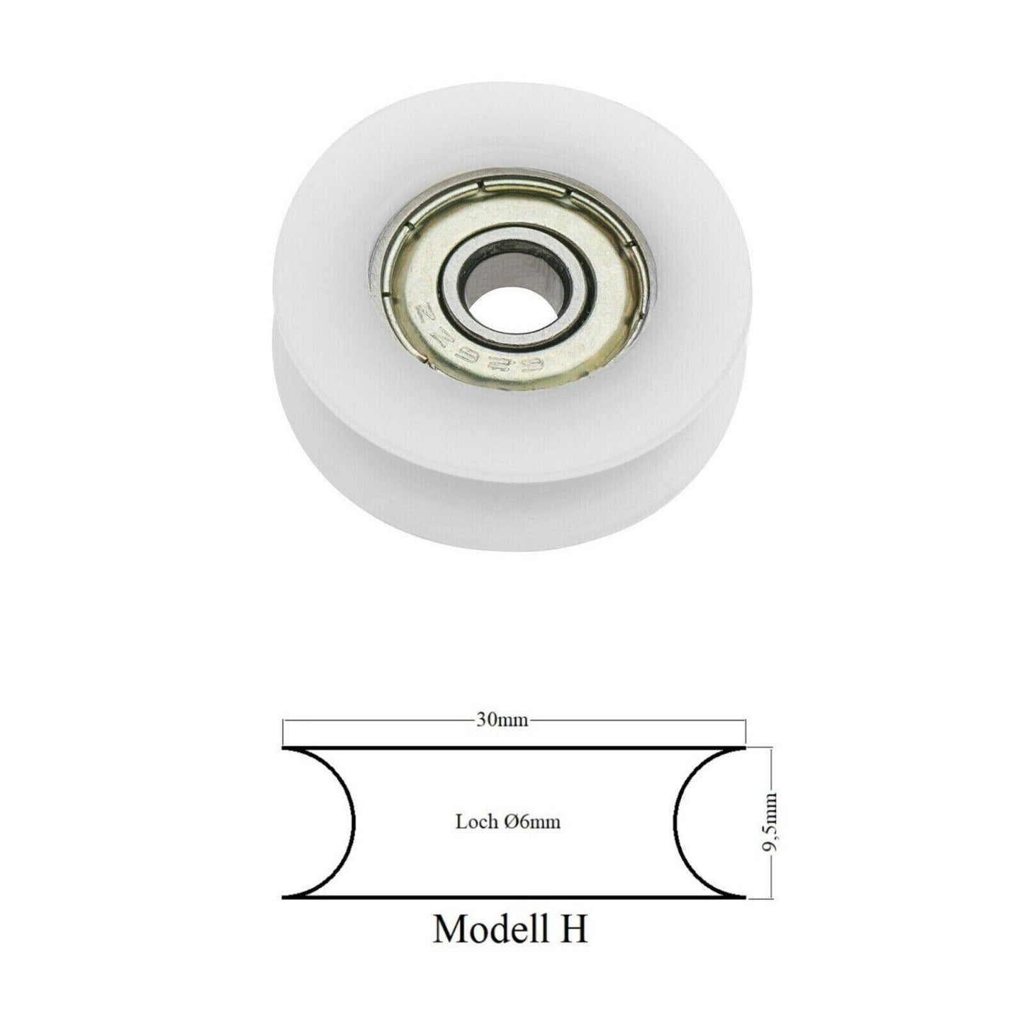 Laufrolle Lagerrolle Rolle Duschtür Tür Rollen Kugellager Rad 30mm 4 Stück