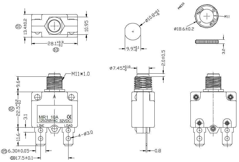 Sicherungsautomat 12V/24V/230V KFZ LKW Automatik Sicherung Boot Schutzschalter