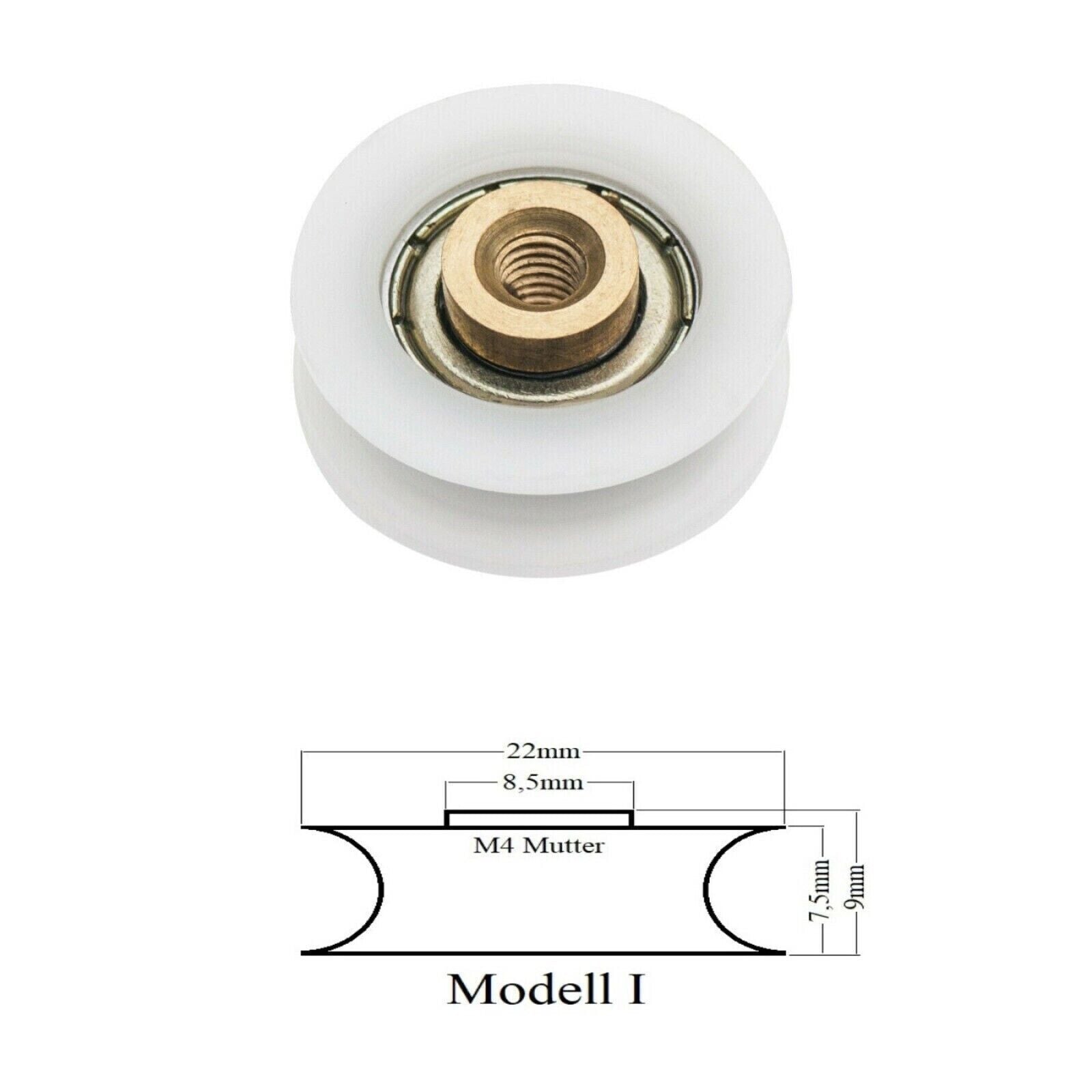 Laufrolle Lagerrolle Rolle Duschtür Tür Rollen Kugellager Rad 22mm Technische Zeichnung